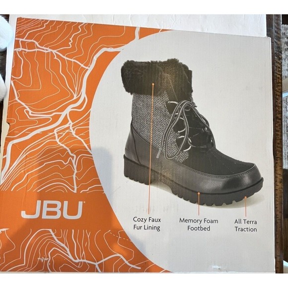 JBU Herringbone Womens winter boots size 6 Lace up Ankle Boots Black NEW… - Picture 9 of 9